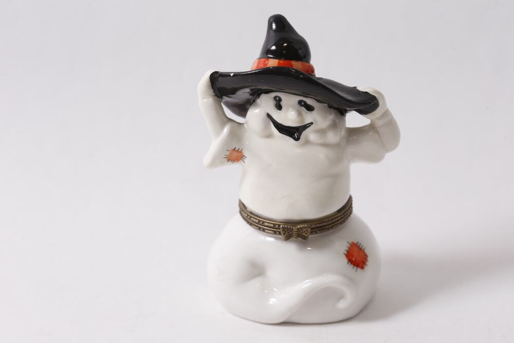 Greenbrier Halloween Ghost Porcelain Trinket Box Holiday Decor ~ 260702-WH 1224